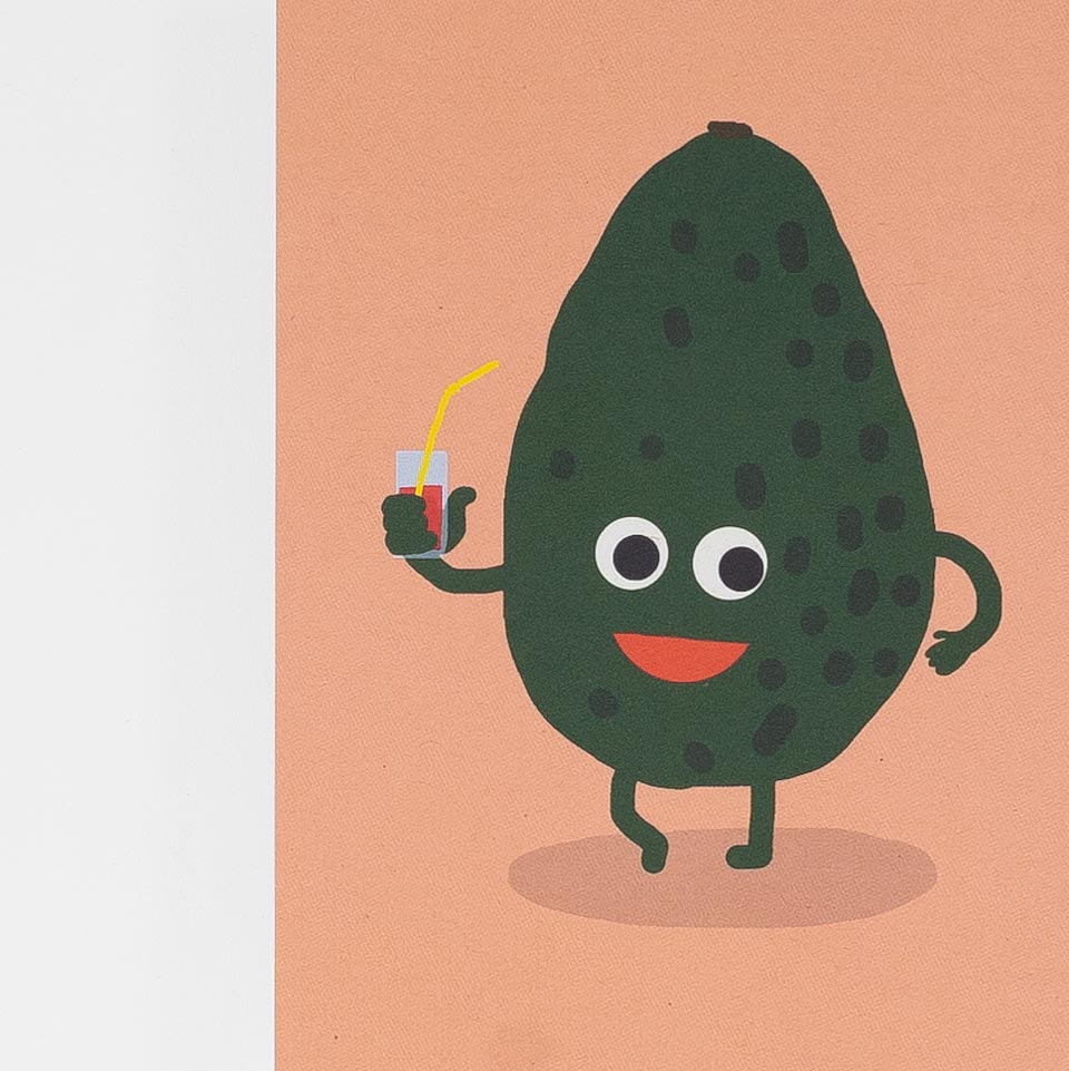 Postkarte Avocado mit Drink