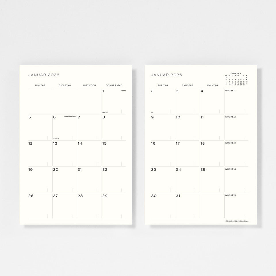 Kalender zum Einkleben 2026 – Monatsplaner