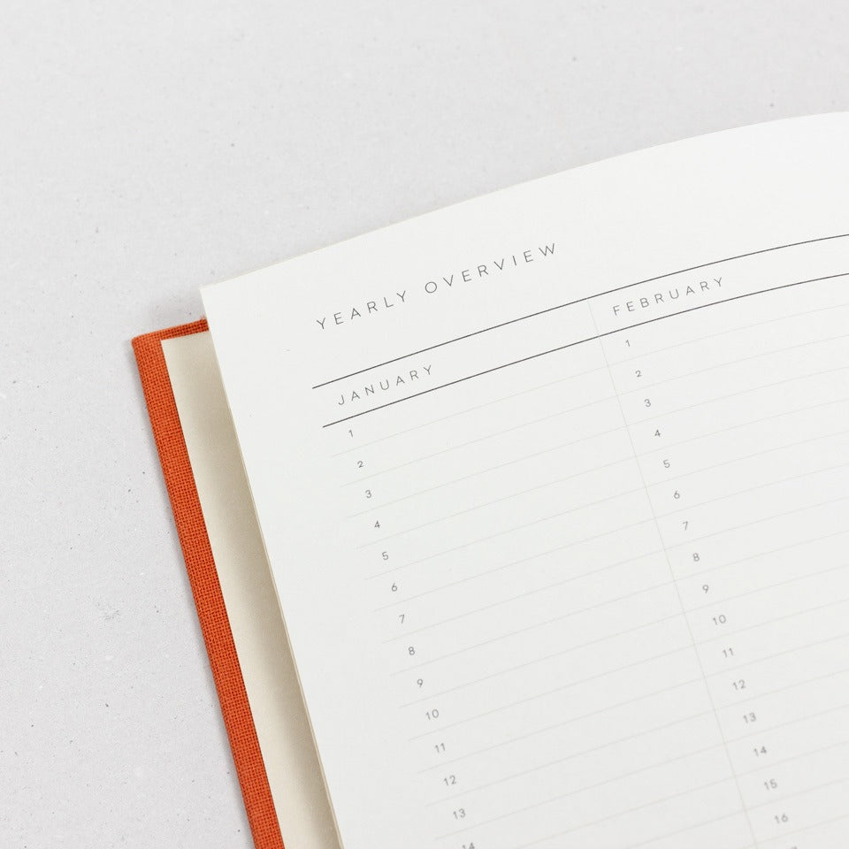 undatierter Kalender Notem rostrot / Even Weekly Journal