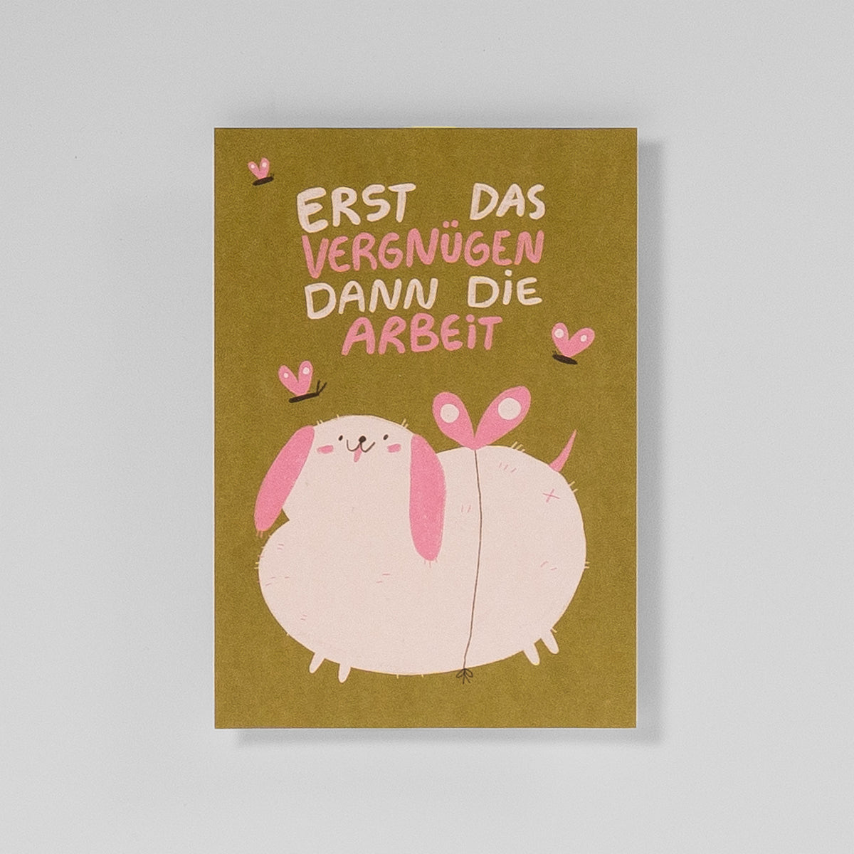 Slinga Postkarte „Erst das Vergnügen, dann die Arbeit“ – Motivationskarte