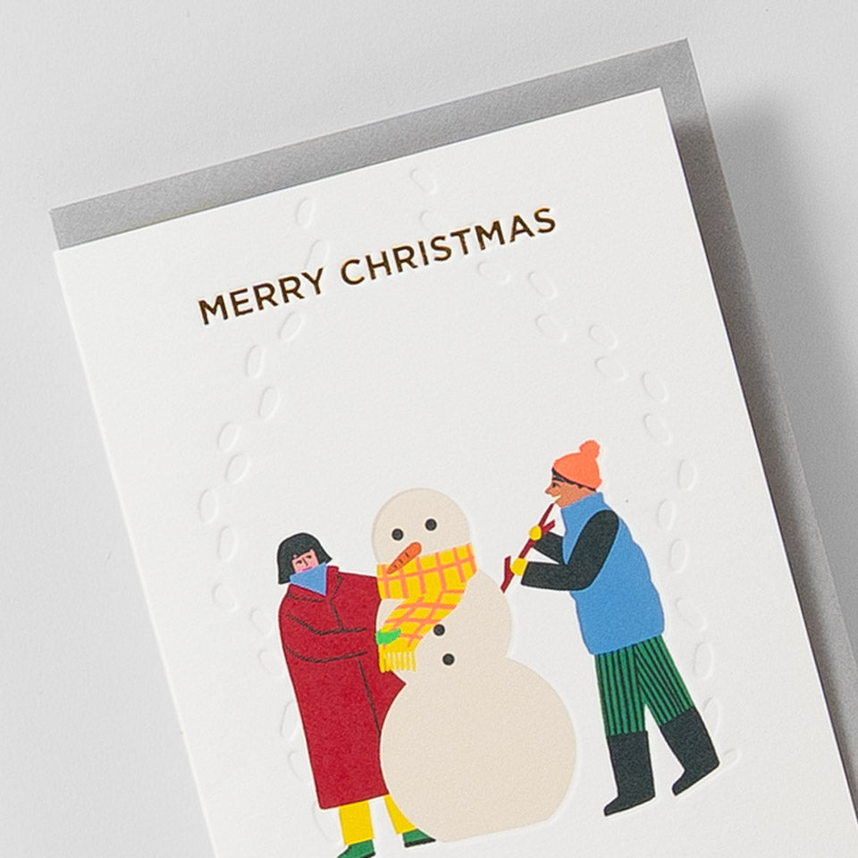 Weihnachtskarte Merry Christmas Schneemann