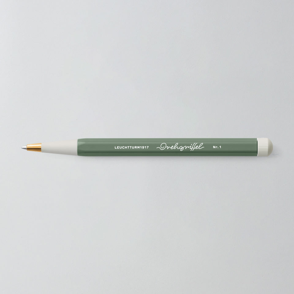 Leuchtturm Drehgriffel Kugelschreiber in Olive, Aufsicht #Farbe_Olive