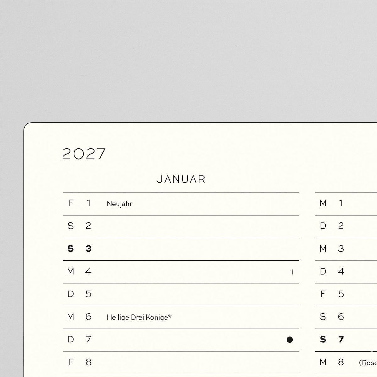 18 Monate Wochenkalender 2026/2027
