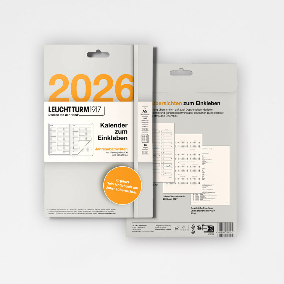 Kalender zum Einkleben 2026 – Jahresübersicht