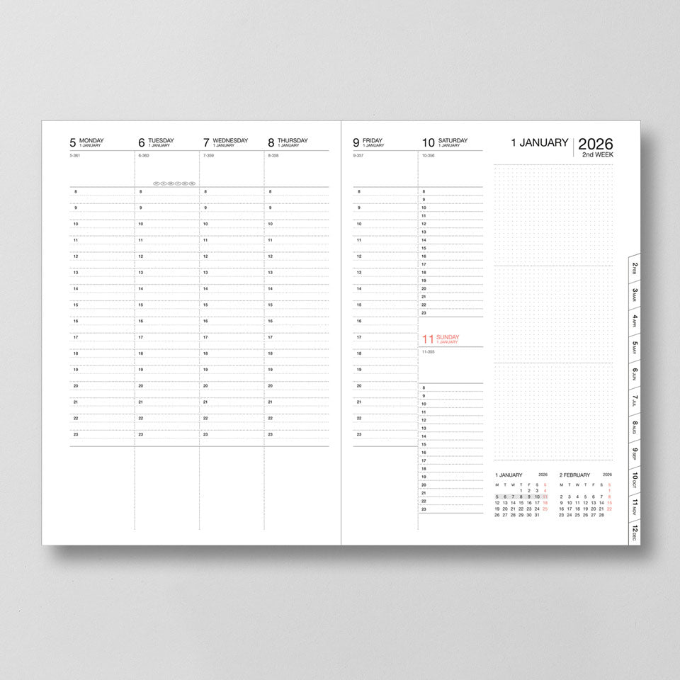 Nachfüllkalendarium 25/26 für Kalender mit Umschlagtasche