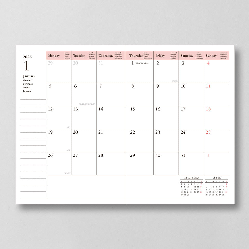 A6 Kalender 2025/26 mit Umschlagtasche Berge