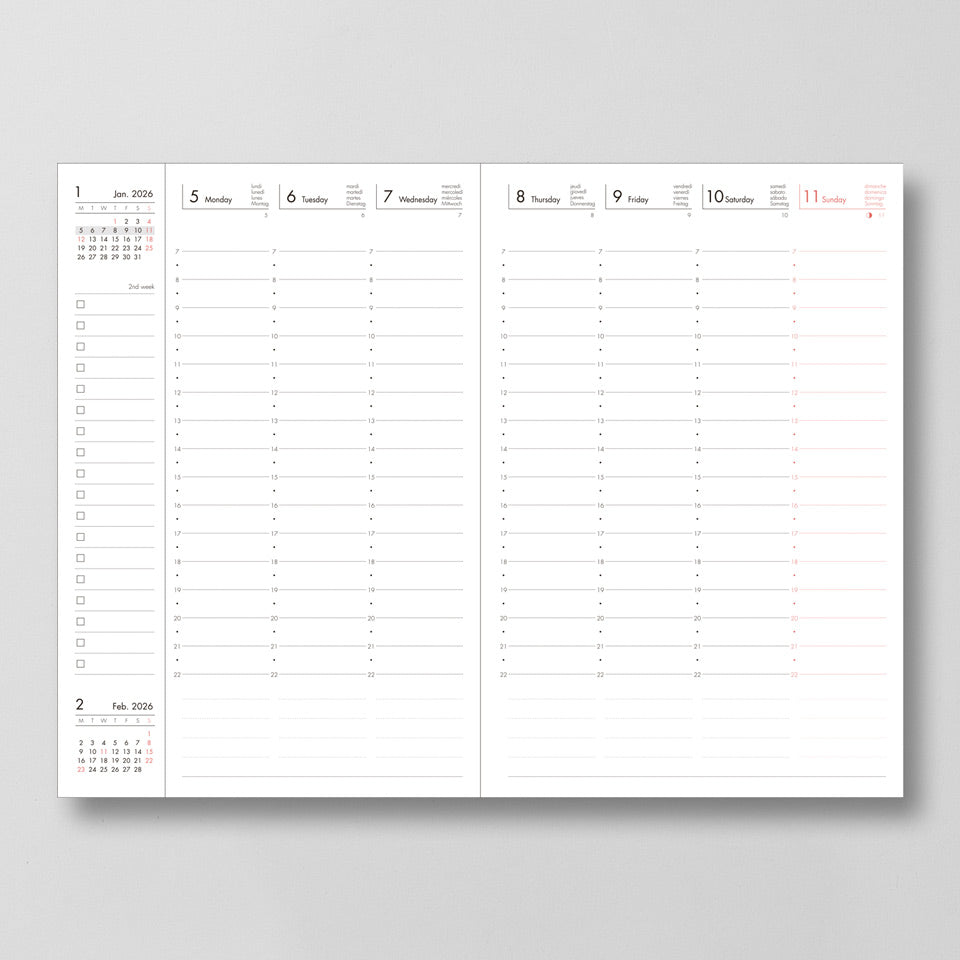 B6 Kalender 2025/26 mit Umschlagtasche Farbe