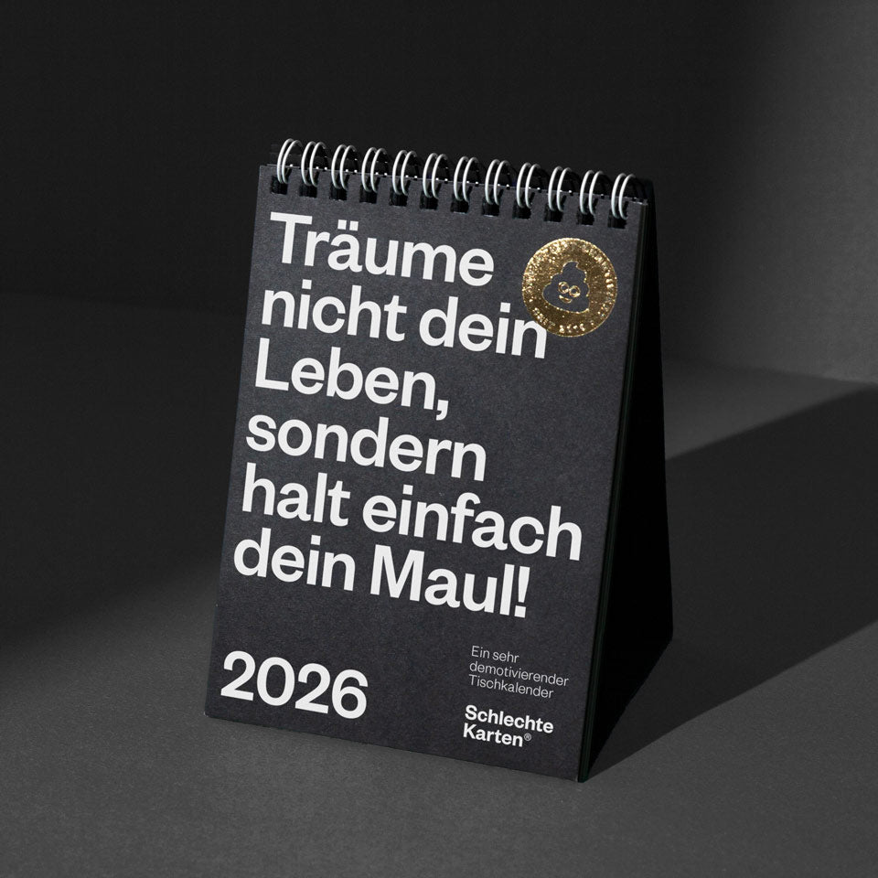 Demotivierendes Set: Tischkalender 2026 + Block