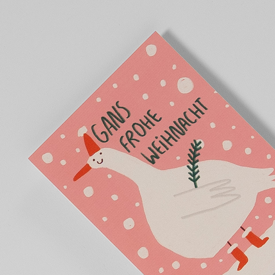 Weihnachtspostkarte Gans frohe Weihnacht