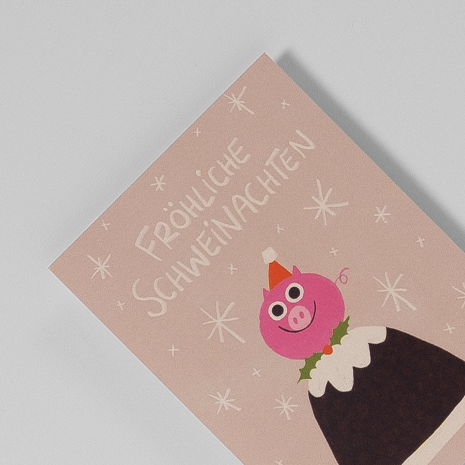 Weihnachtspostkarte Fröhliche Schweinachten