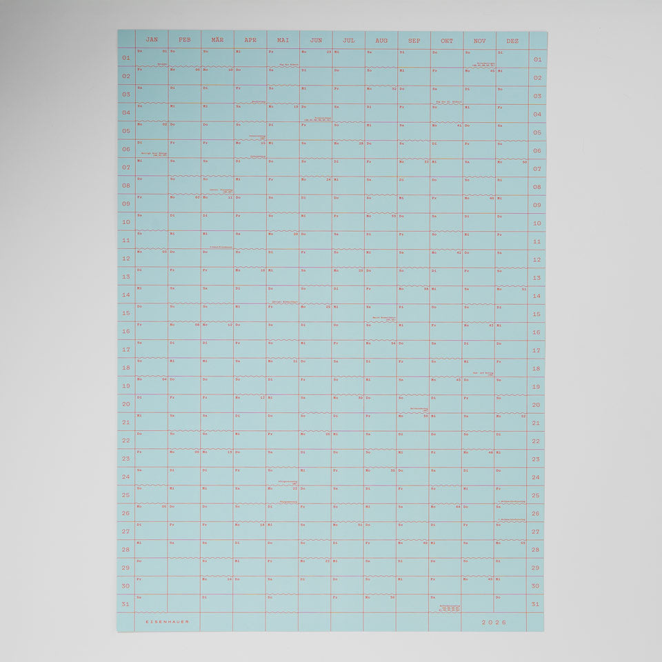 Eisenhauer Wandkalender 2026 – Doppelseitig hellbau