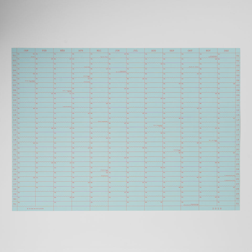 Eisenhauer Wandkalender 2026 – Doppelseitig hellbau